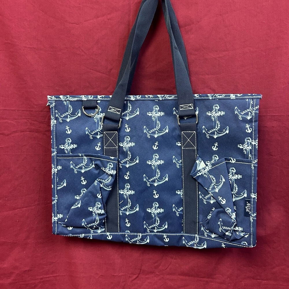 Nautical Anchor Print Navy Tote Bag